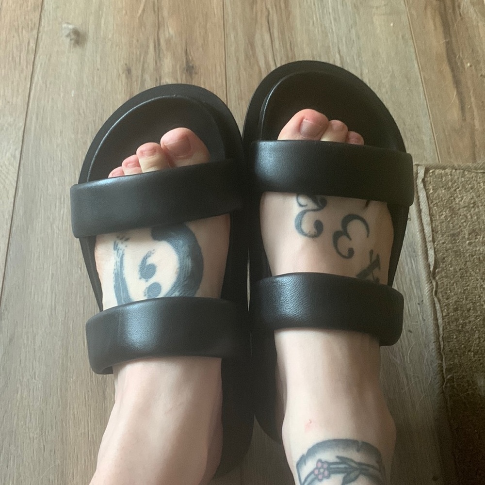 Womens genuine leather sandals from Nasty Gal lightly worn